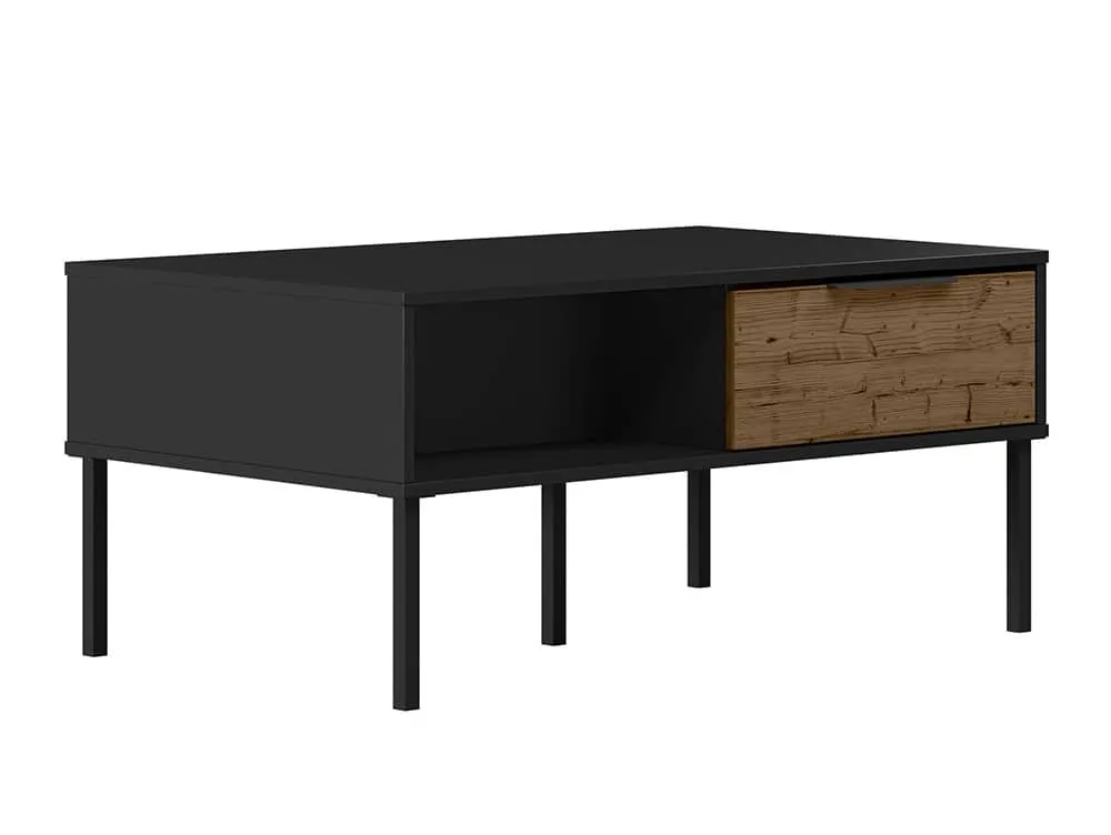 Seconique Seconique Madrid Acacia and Black 2 Drawer Coffee Table