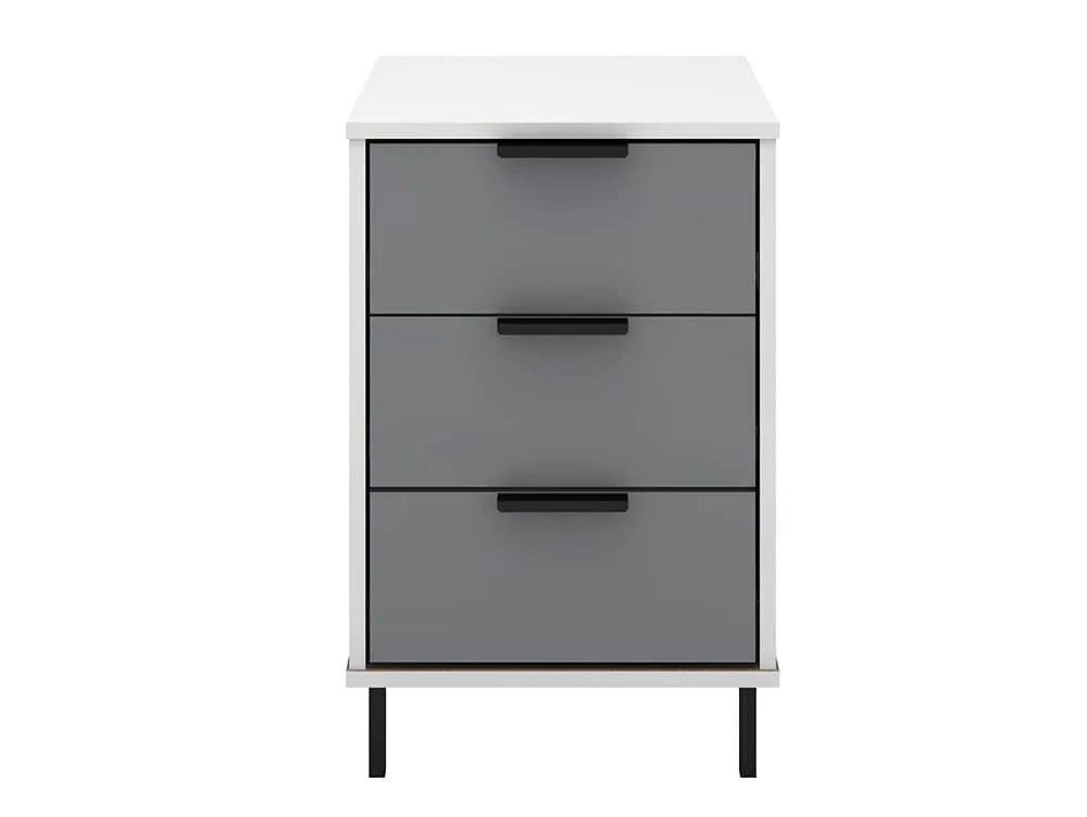 Seconique Seconique Madrid Grey Gloss and White 3 Drawer Bedside Table