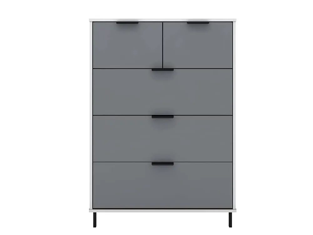 Seconique Seconique Madrid Grey Gloss and White 3+2 Drawer Chest of Drawers