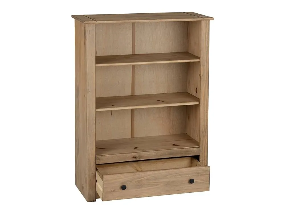 Seconique Seconique Panama Waxed Pine 1 Drawer Bookcase