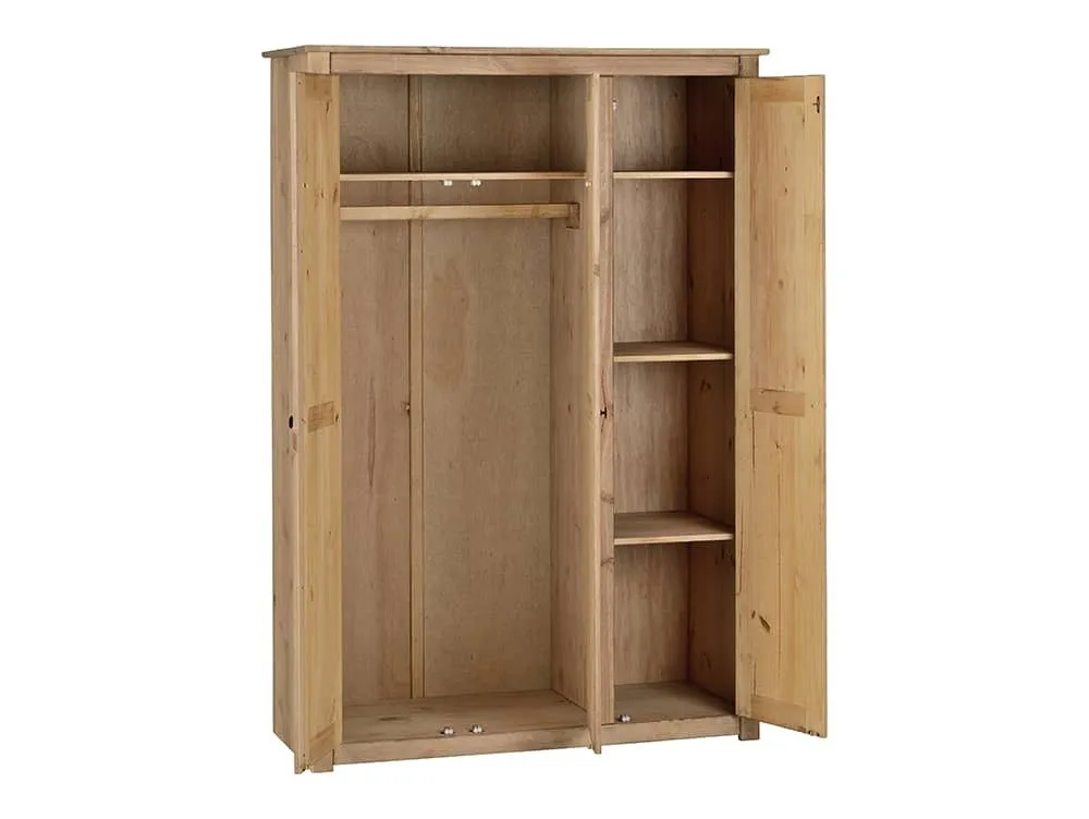 Seconique Seconique Panama Waxed Pine 3 Door Wardrobe