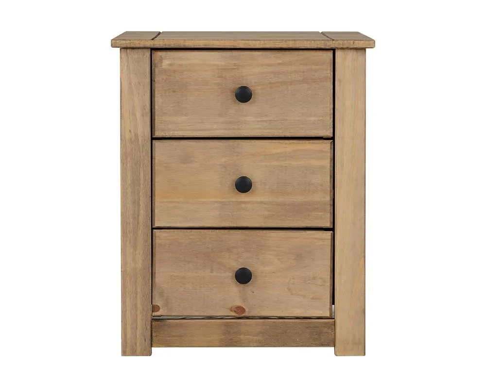 Seconique Seconique Panama Waxed Pine 3 Drawer Bedside Table