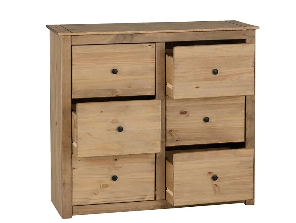 Seconique Seconique Panama Waxed Pine 3+3 Drawer Chest of Drawers