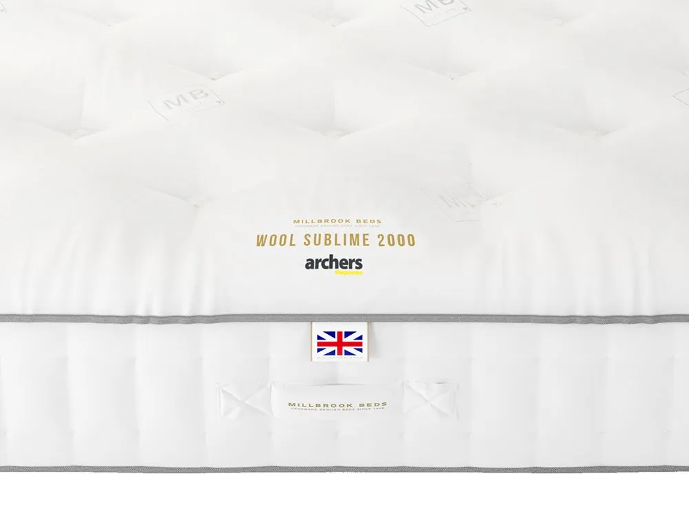 Millbrook Beds Millbrook Wool Sublime Pocket 2000 4ft Small Double Divan Bed