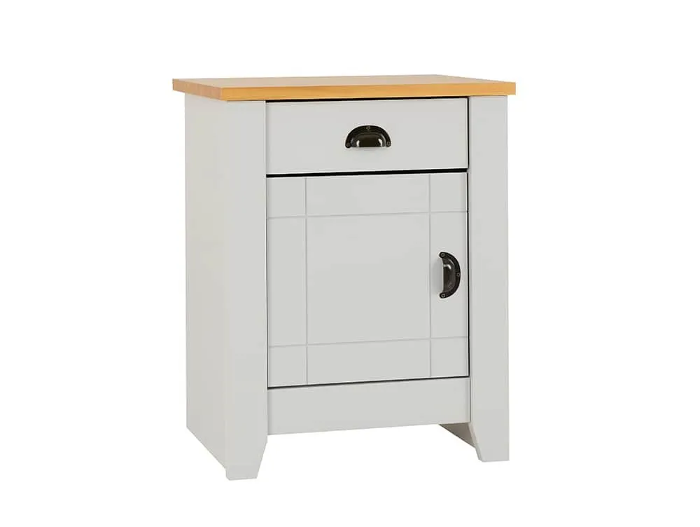 Seconique Seconique Ludlow Grey and Oak 1 Door 1 Drawer Bedside Table