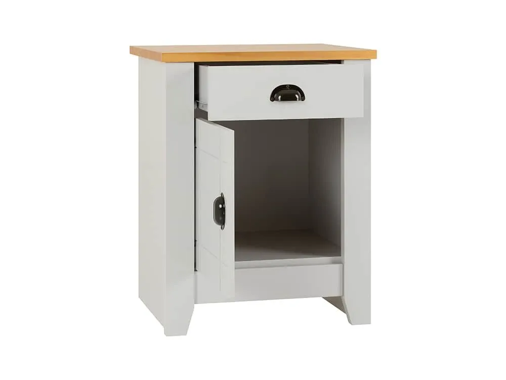 Seconique Seconique Ludlow Grey and Oak 1 Door 1 Drawer Bedside Table