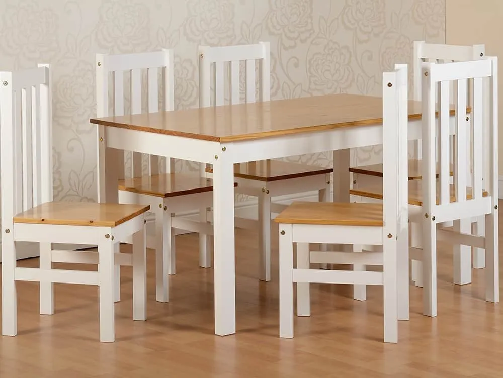 Seconique Seconique Ludlow White and Oak Dining Table and 6 Chair Set