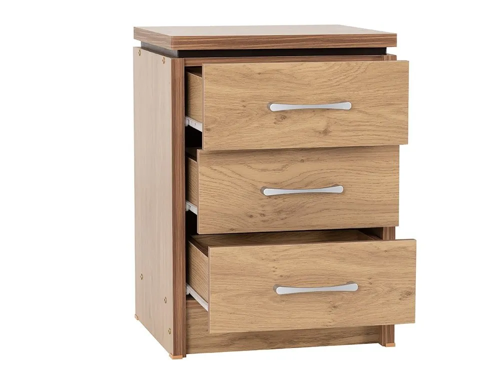 Seconique Seconique Charles Oak 3 Drawer Bedside Table