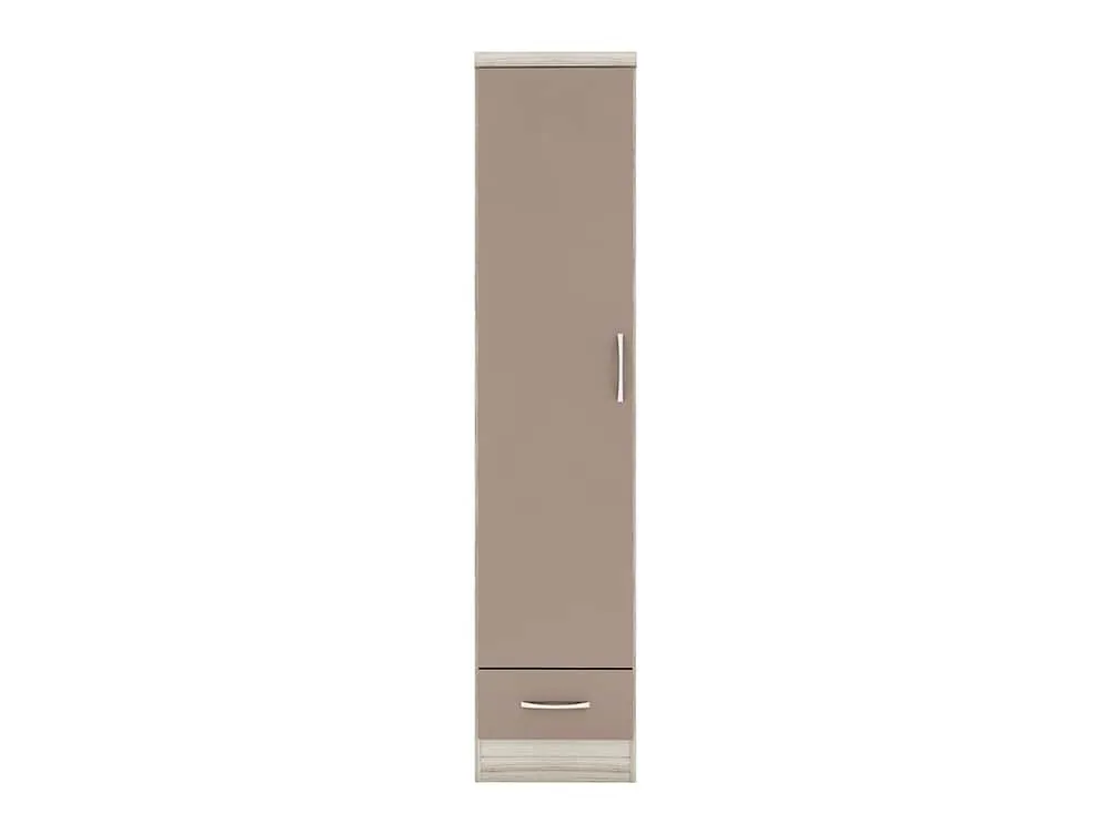 Seconique Seconique Nevada Oyster Gloss and Oak 1 Door 1 Drawer Wardrobe