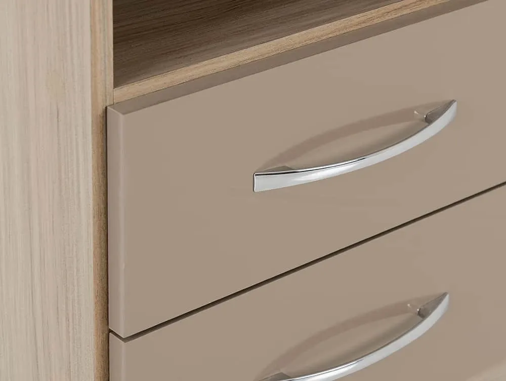 Seconique Seconique Nevada Oyster Gloss and Oak 2 Drawer Bedside Table