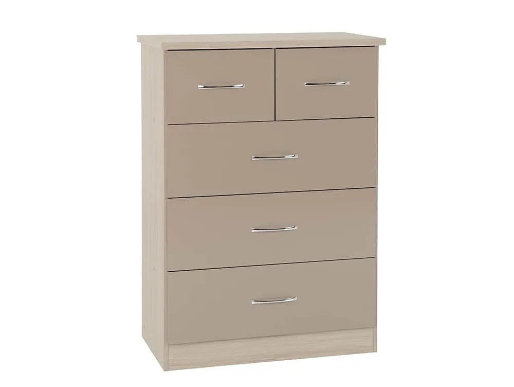 Seconique Seconique Nevada Oyster Gloss and Oak 4 Piece Bedroom Furniture Package