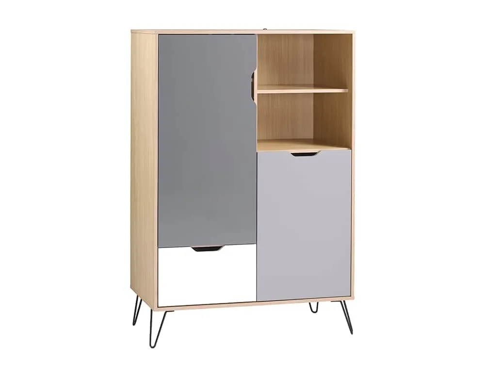 Seconique Seconique Bergen Grey and Oak 2 Door 1 Drawer Drinks Cabinet