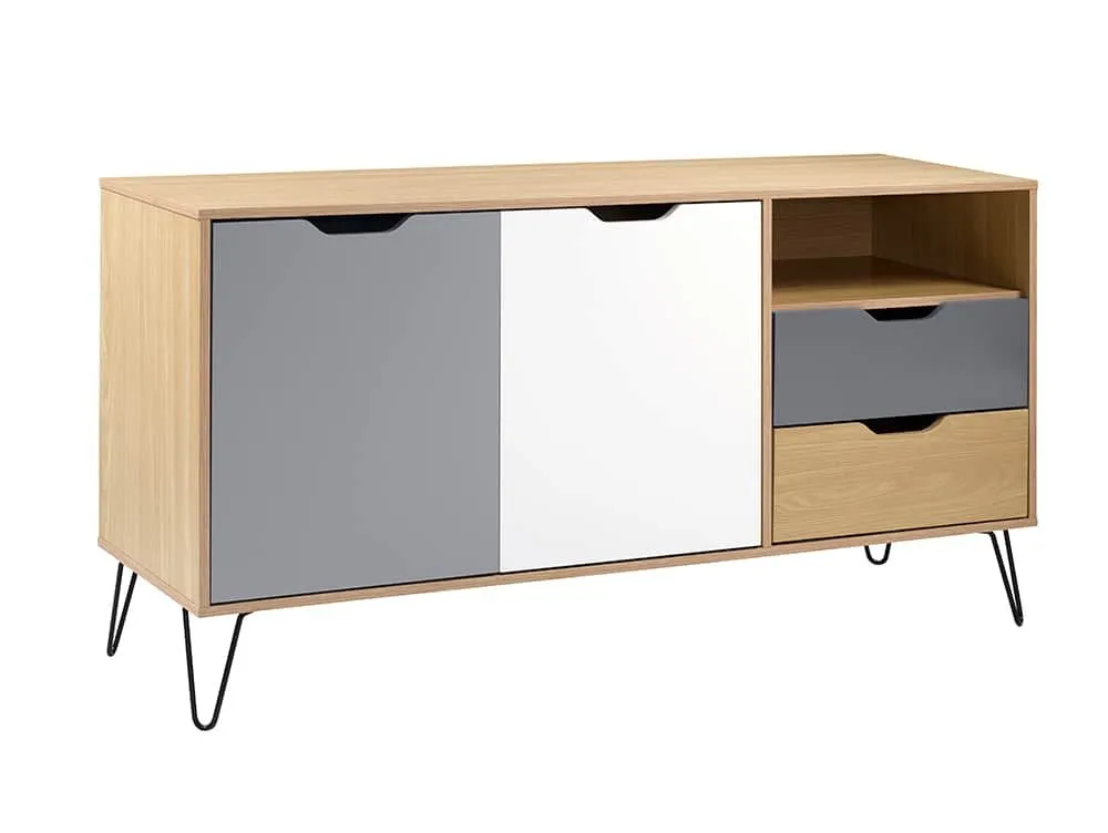 Seconique Seconique Bergen Grey and Oak 2 Door 2 Drawer Sideboard