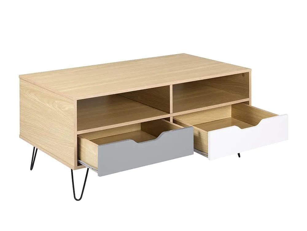 Seconique Seconique Bergen Grey and Oak 2 Drawer Coffee Table