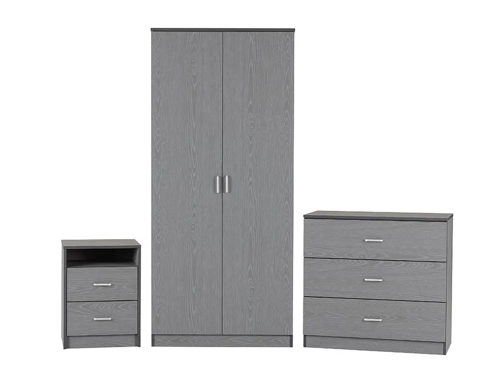 Seconique Seconique Felix Grey 3 Piece Bedroom Furniture Package