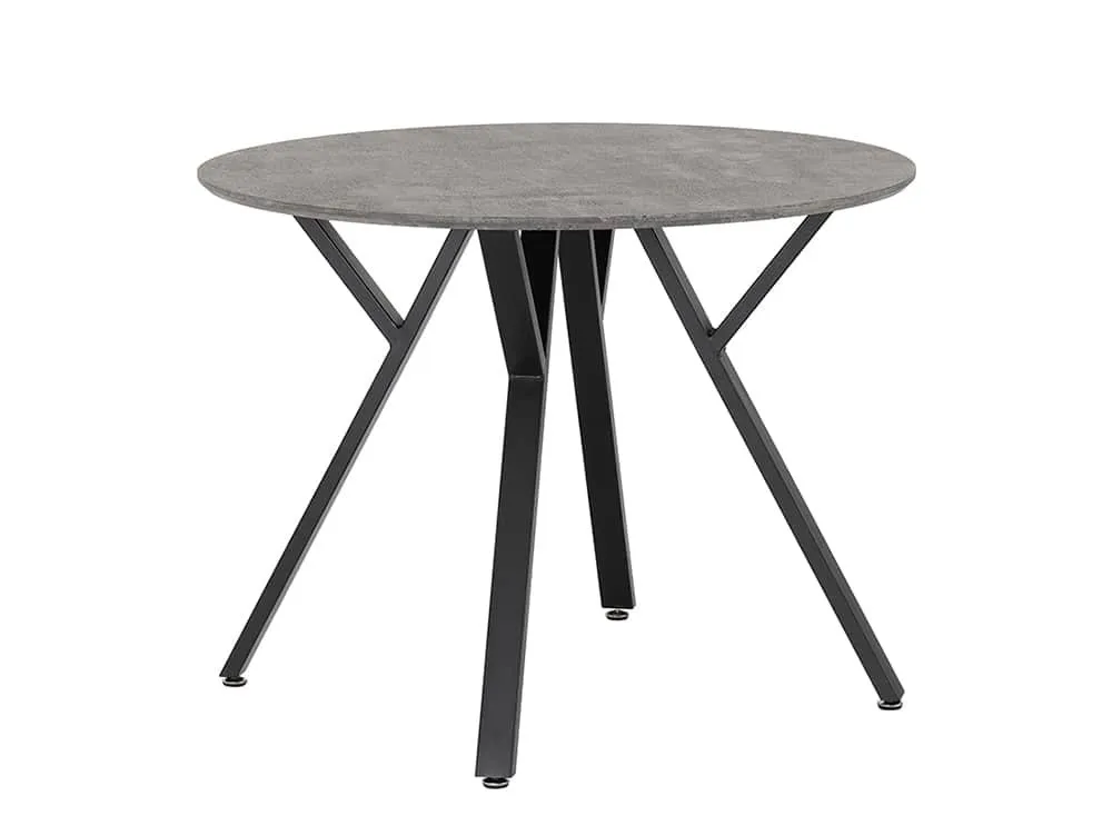 Seconique Seconique Athens Concrete Effect Round Dining Table with 4 Avery Green Velvet Chairs