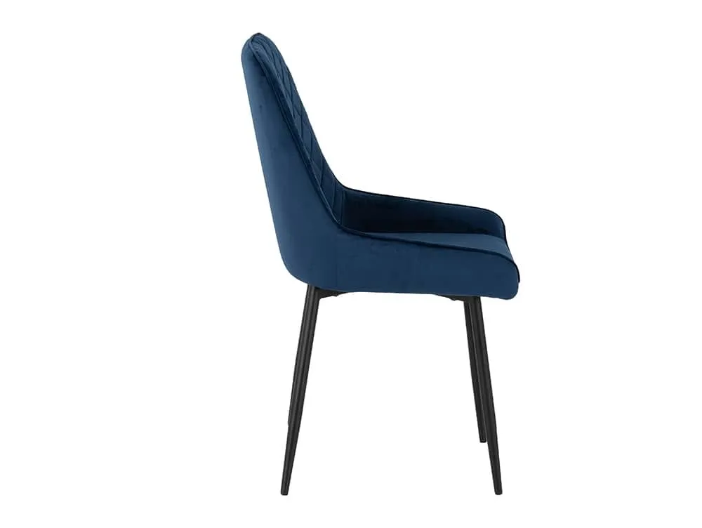 Seconique Seconique Avery Set of 2 Blue Velvet Dining Chairs