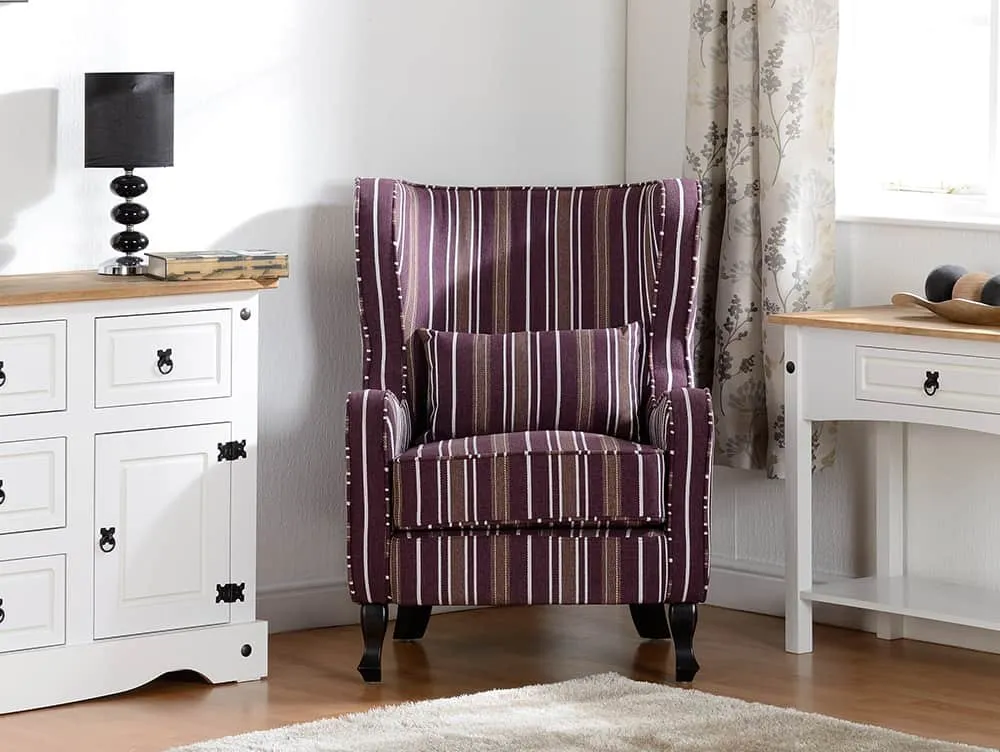 Seconique Seconique Sherborne Burgundy Stripe Fabric Armchair