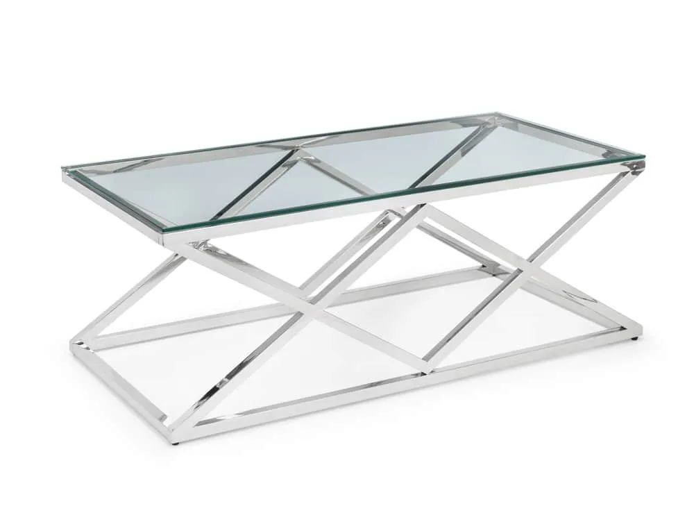 Julian Bowen Julian Bowen Biarritz Glass and Chrome Coffee Table