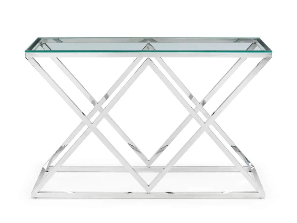 Julian Bowen Julian Bowen Biarritz Glass and Chrome Console Table