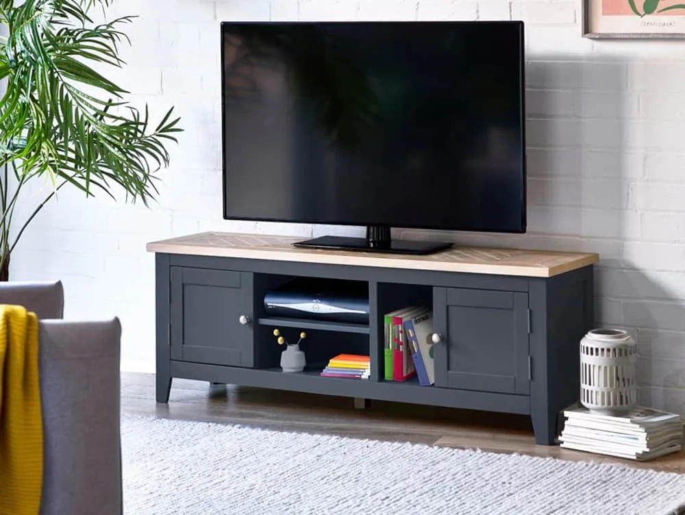 Julian Bowen Julian Bowen Bordeaux Grey and Oak Wooden 2 Door TV Cabinet (Assembled)