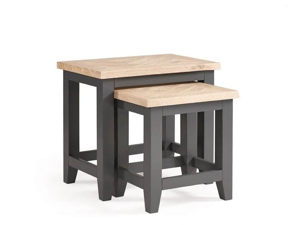 Julian Bowen Julian Bowen Bordeaux Grey and Oak Wooden Nest of Tables (Assembled)