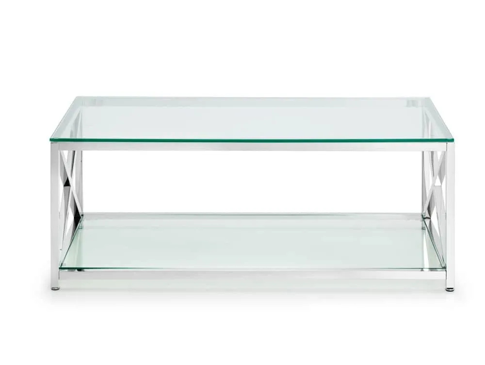 Julian Bowen Julian Bowen Miami Glass and Chrome Coffee Table