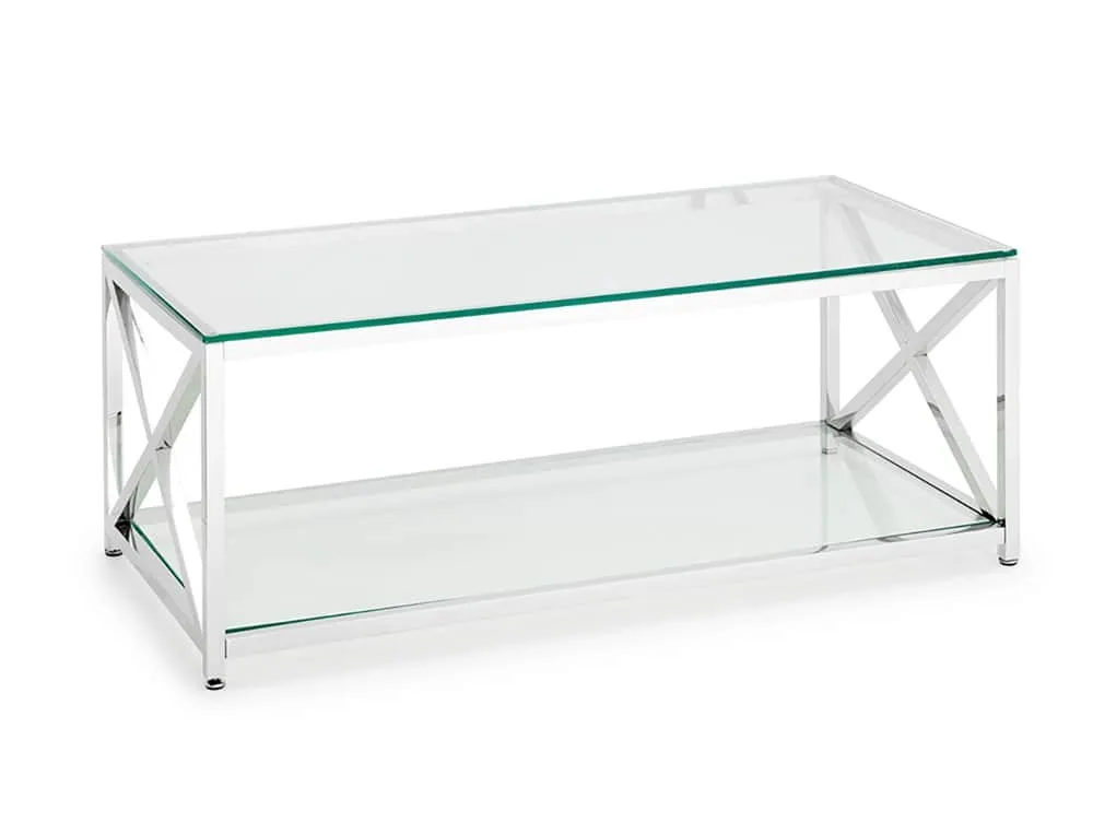 Julian Bowen Julian Bowen Miami Glass and Chrome Coffee Table