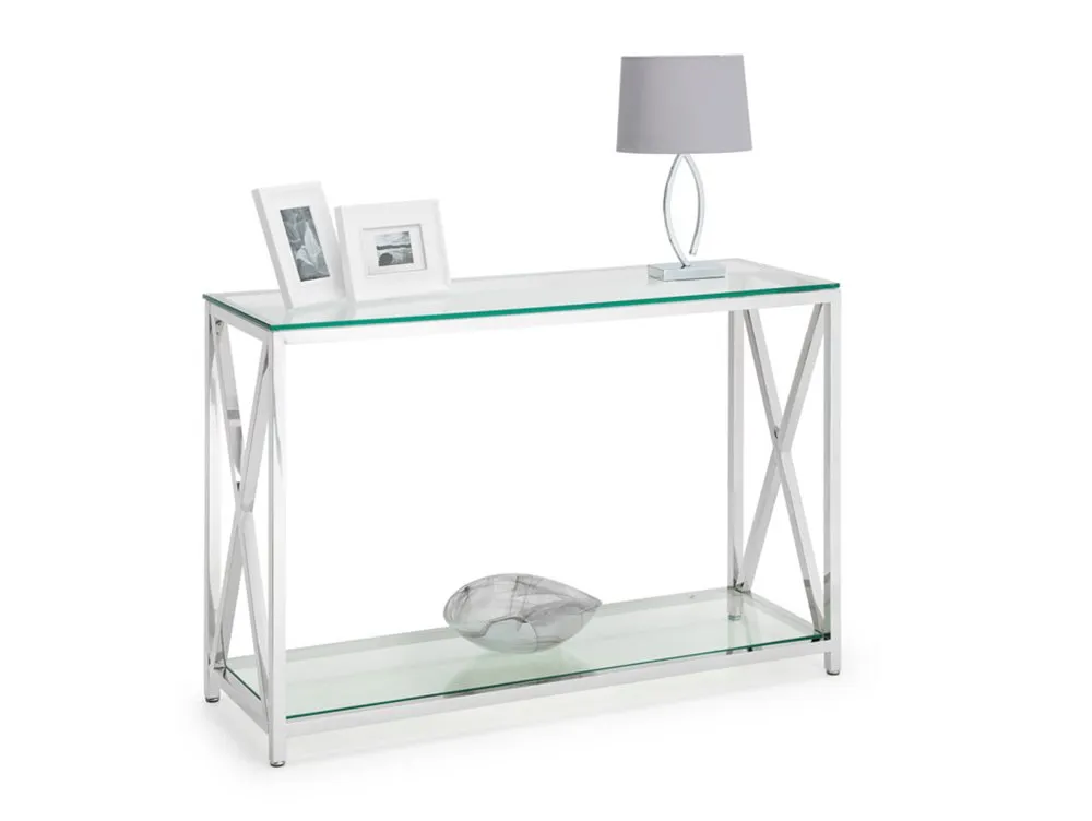 Julian Bowen Julian Bowen Miami Glass and Chrome Console Table