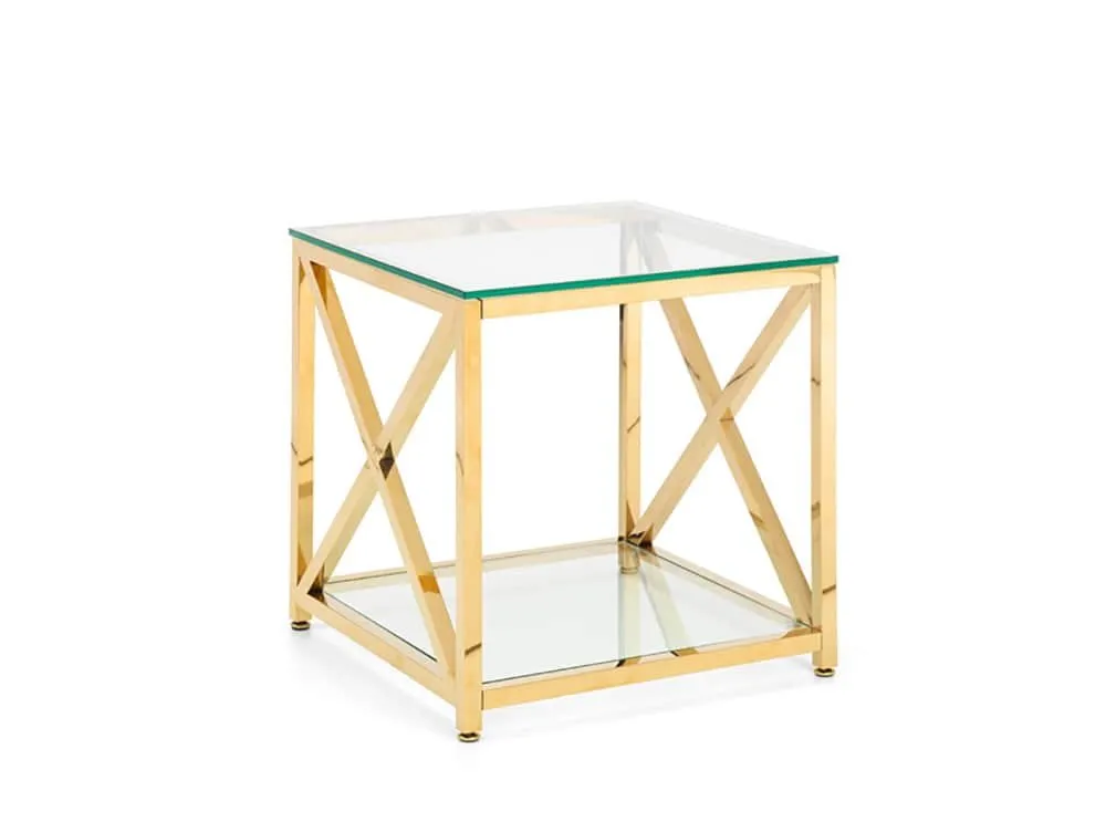 Julian Bowen Julian Bowen Miami Glass and Gold Lamp Table