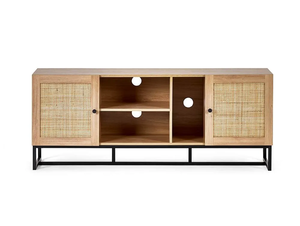 Julian Bowen Julian Bowen Padstow Rattan and Oak 2 Door TV Cabinet