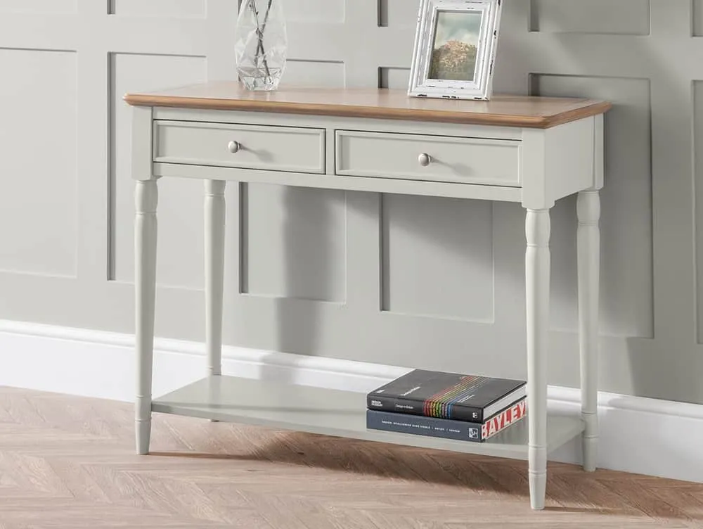 Julian Bowen Julian Bowen Provence Grey and Oak 2 Drawer Console Table