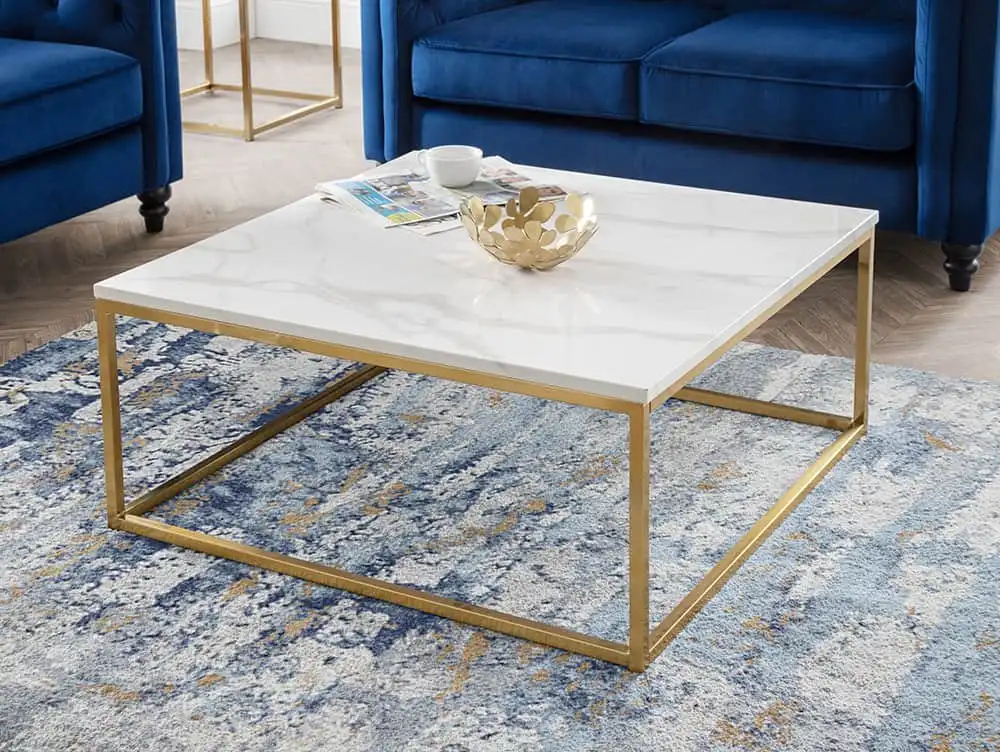 Julian Bowen Julian Bowen Scala Marble Effect and Gold Coffee Table