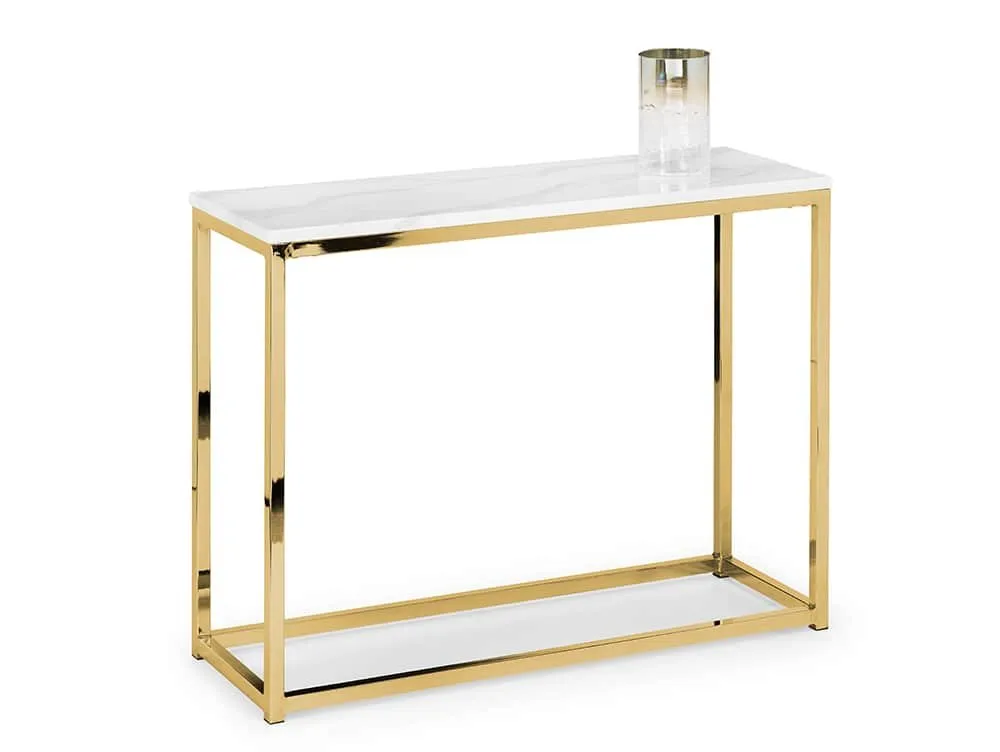 Julian Bowen Julian Bowen Scala Marble Effect and Gold Console Table