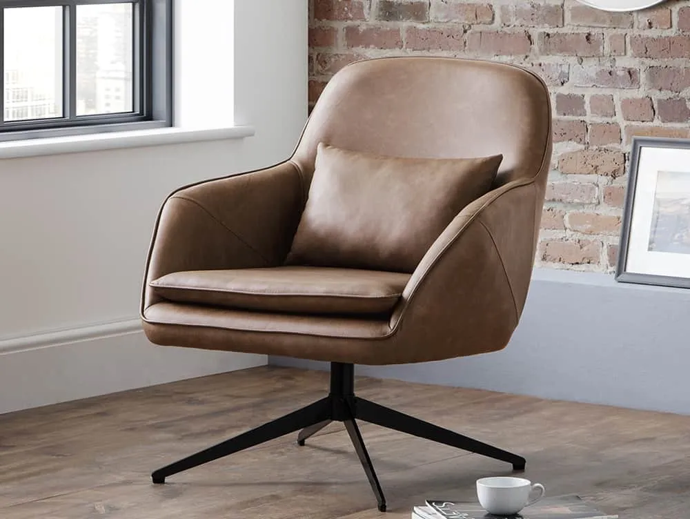 Julian Bowen Julian Bowen Bowery Brown Faux Leather Swivel Chair