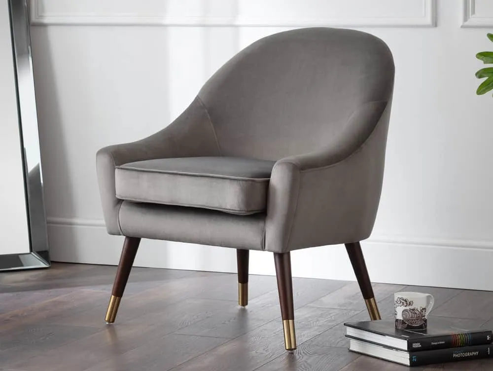 Julian Bowen Julian Bowen Elliot Grey Velvet Armchair