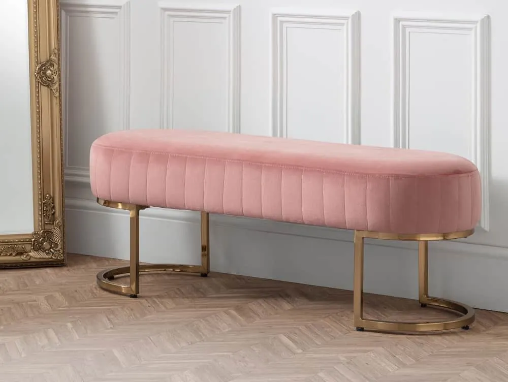 Julian Bowen Julian Bowen Harrogate Pink Velvet and Gold Fabric Bench