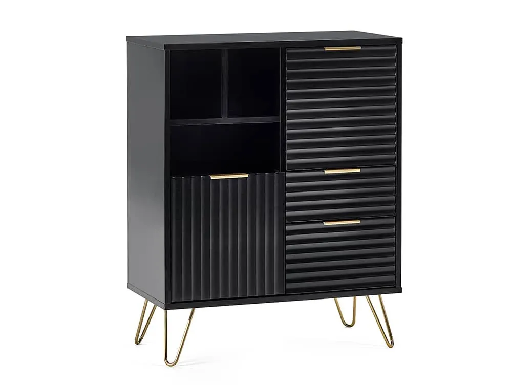 Julian Bowen Julian Bowen Murano Black and Gold 2 Door 2 Drawer Sideboard