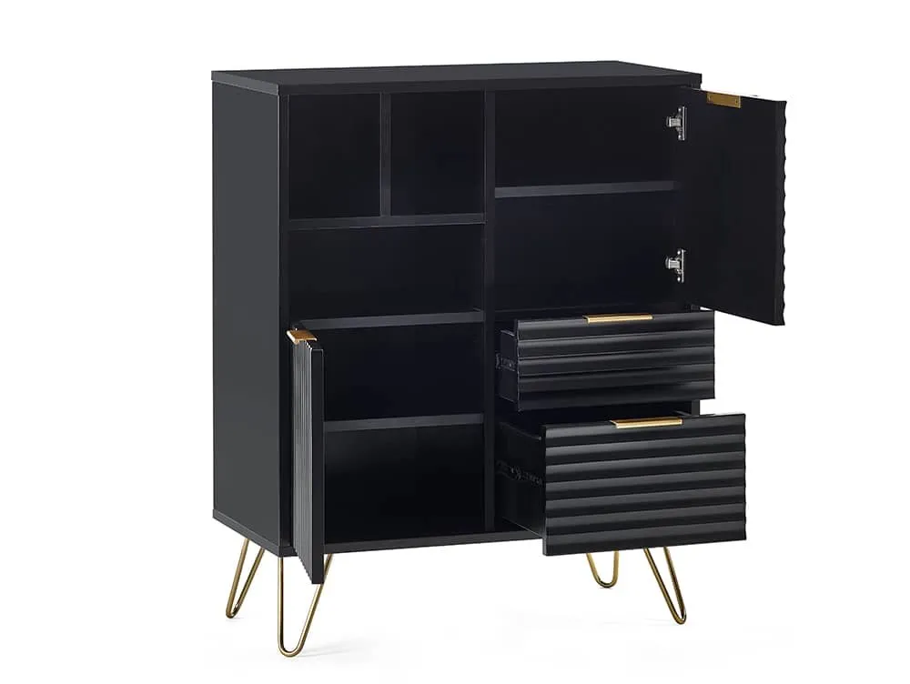 Julian Bowen Julian Bowen Murano Black and Gold 2 Door 2 Drawer Sideboard