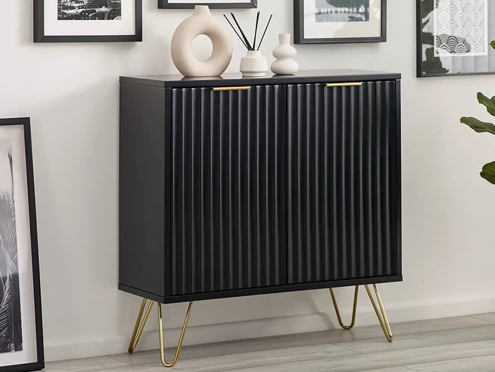 Julian Bowen Julian Bowen Murano Black and Gold 2 Door Compact Sideboard