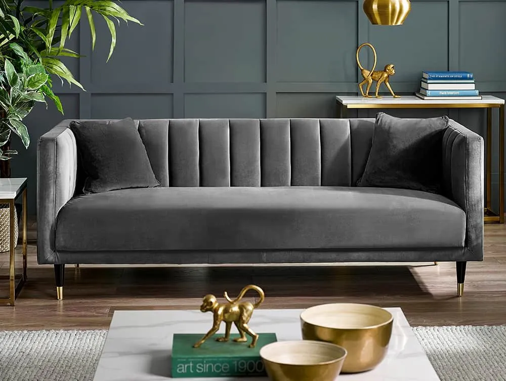 Julian Bowen Julian Bowen Salma Grey Velvet 3 Seater Sofa