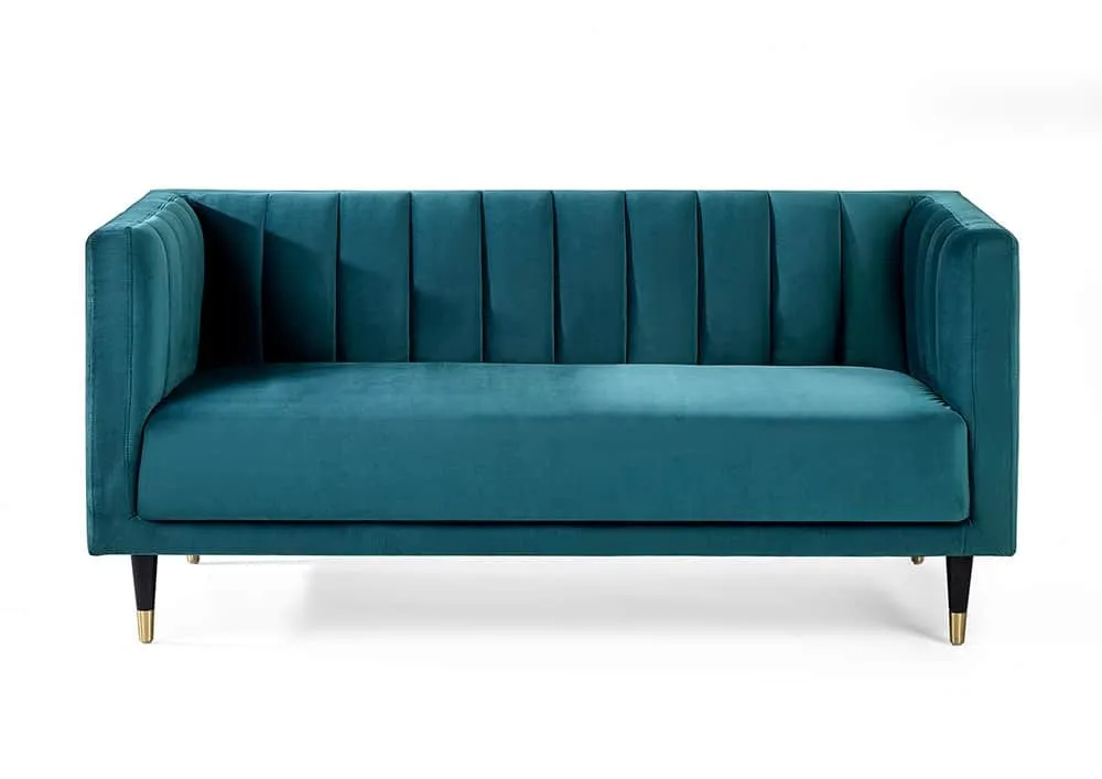 Julian Bowen Julian Bowen Salma Teal Velvet 2 Seater Sofa