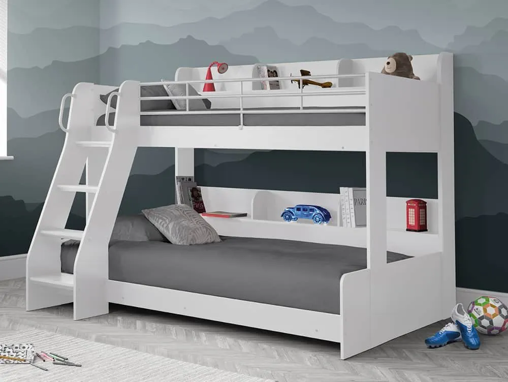 Julian Bowen Julian Bowen Domino 3ft plus 4ft White Wooden Triple Bunk Bed Frame