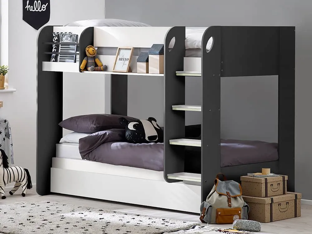 Julian Bowen Julian Bowen Mars 3ft Single Charcoal and White Wooden Bunk and Underbed Frame