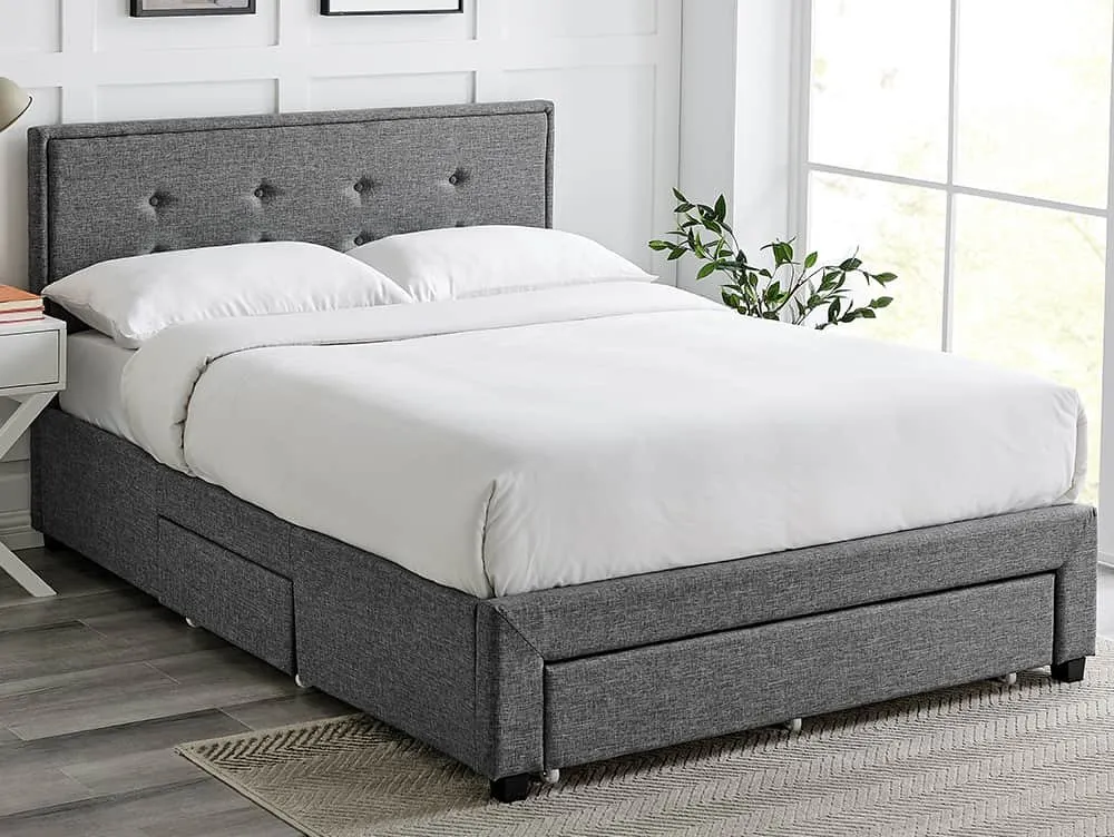 Limelight  Limelight Florence 4ft6 Double Grey Fabric 3 Drawer Bed Frame