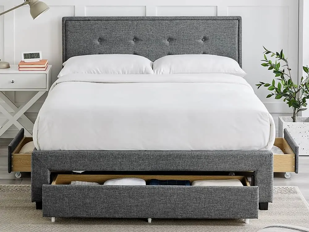 Limelight  Limelight Florence 5ft King Size Grey Fabric 3 Drawer Bed Frame