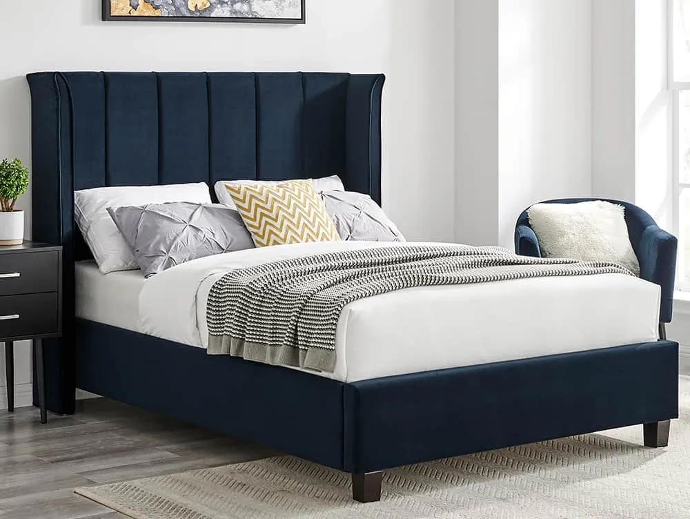 Limelight  Limelight Polaris 5ft King Size Navy Blue Fabric Bed Frame