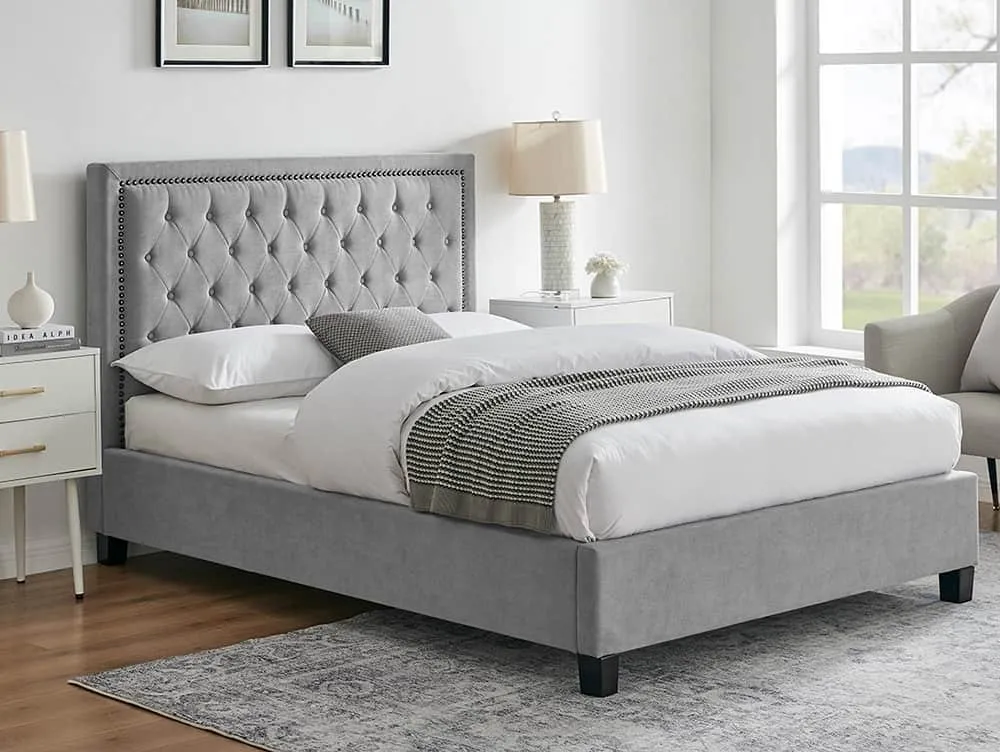 Limelight  Limelight Rhea 5ft King Size Light Grey Fabric Bed Frame