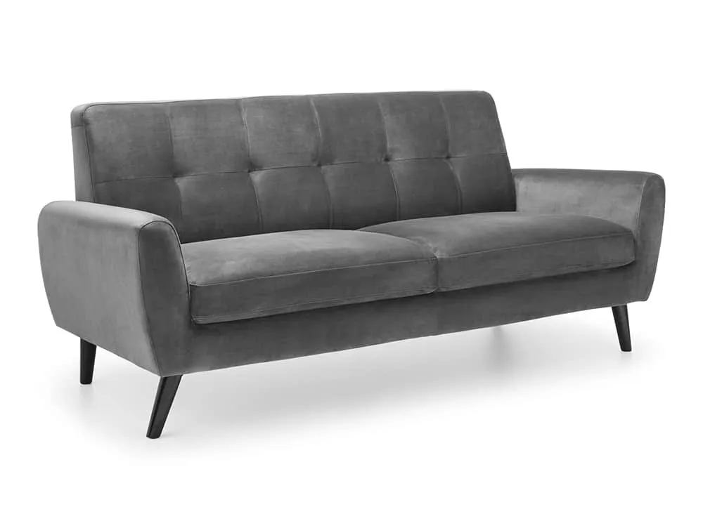 Julian Bowen Julian Bowen Monza Grey Velvet 3 Seater Sofa