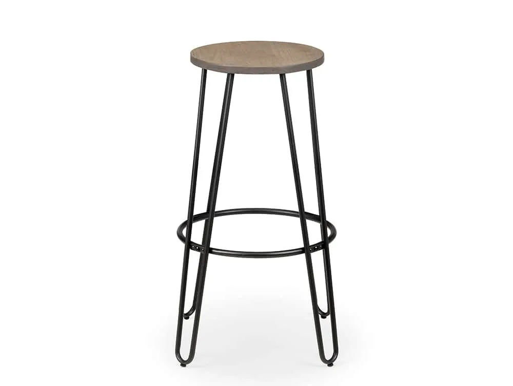 Julian Bowen Julian Bowen Dalston Set of 2 Mocha Elm and Black Bar Stools